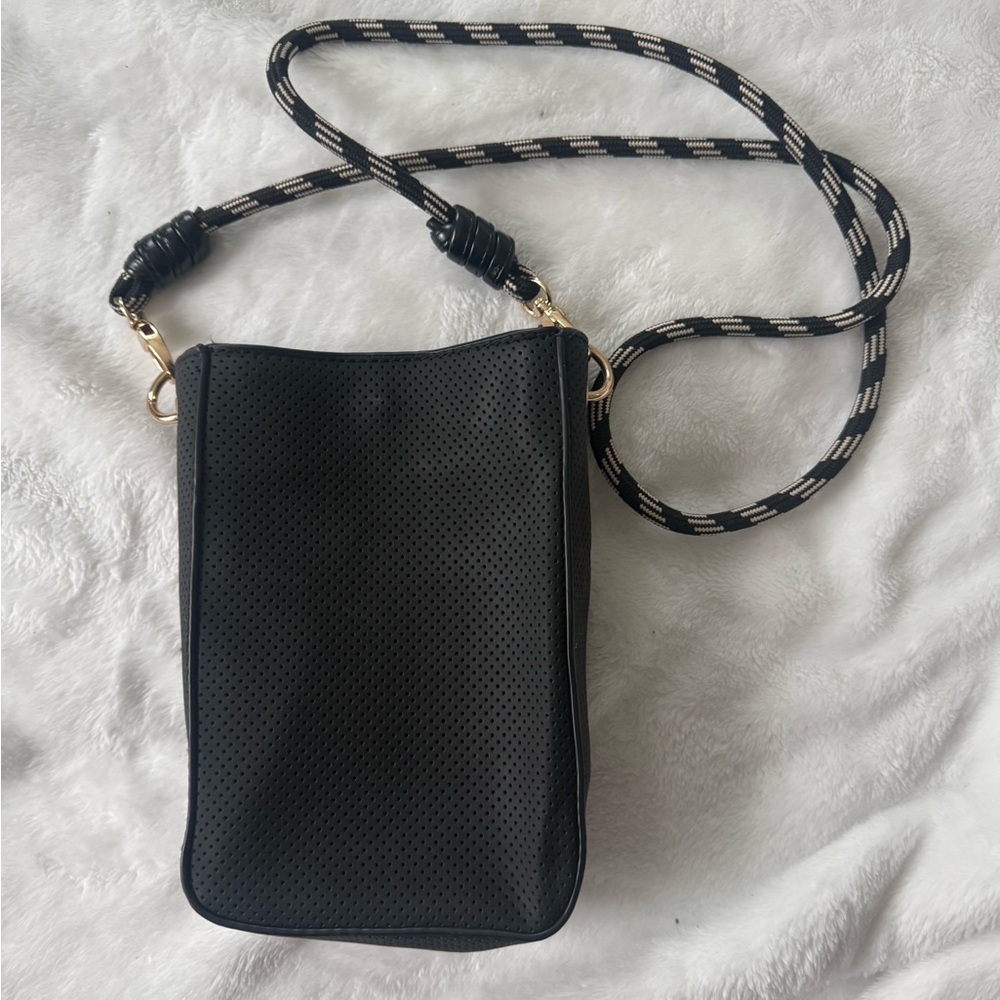 Elegant Black Perforated Shoulder Bag